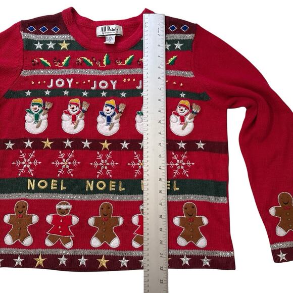 Vintage All Points By Reference Point Ugly Christmas Sweater Joy Noel Women's L - Picture 14 of 15